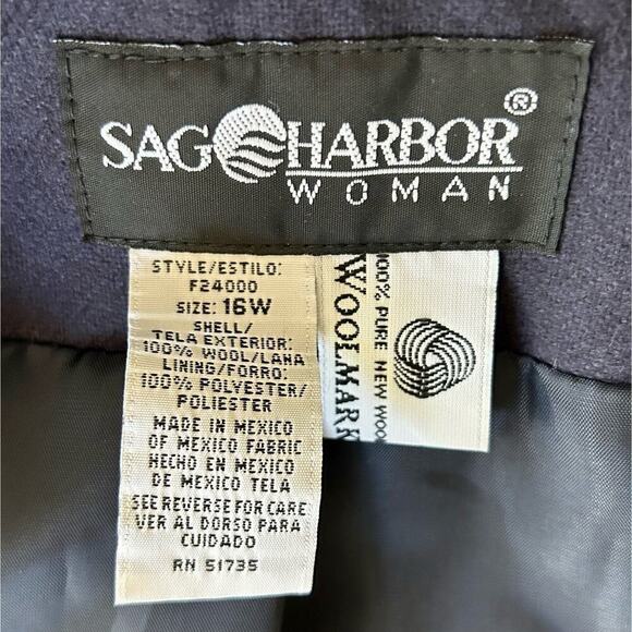 Vintage SAG Harbor Wool Y2K single breasted office siren preppy blazer boxy 16 W - Picture 9 of 9